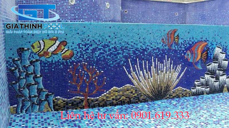 Gạch mosaic trang trí hồ bơi